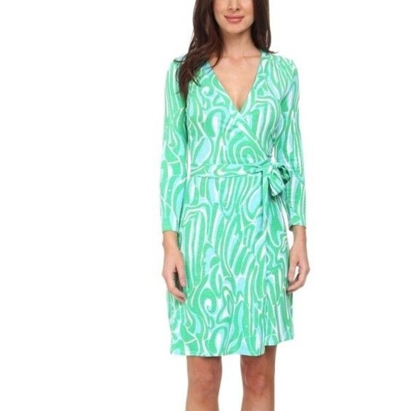 Lilly Pulitzer Meridan Wrap Dress Resort White Finders Keepers L - Picture 2 of 8